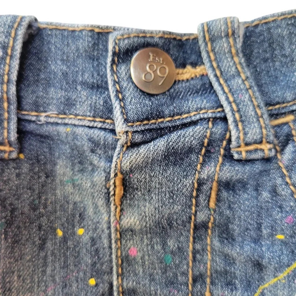 Upcycled Distressed Denim Skirt Baby Girl 18-24 months, Paint Splatter Purple - Picture 2 of 7